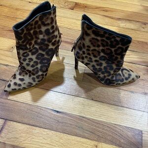 Nine West Brown Leopard Heeled Boots